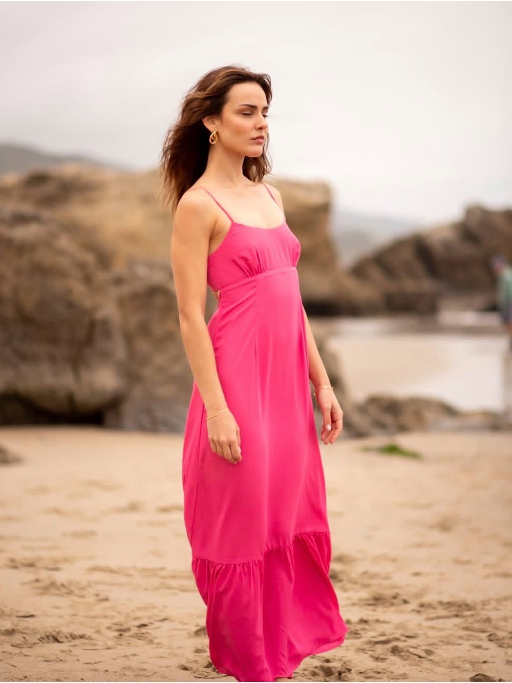 Lavender Brown Cotton Candy Pink Maxi Dress